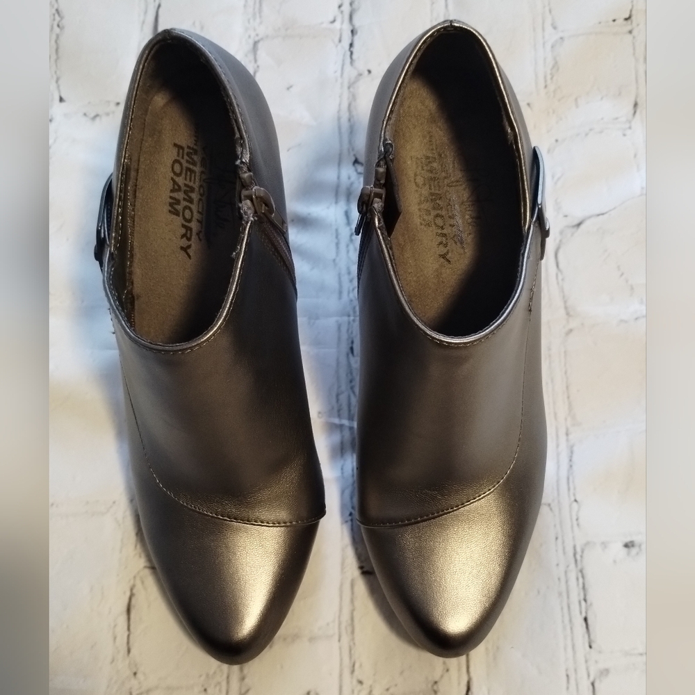 Life Stride Silver Metallic Ankle Booties